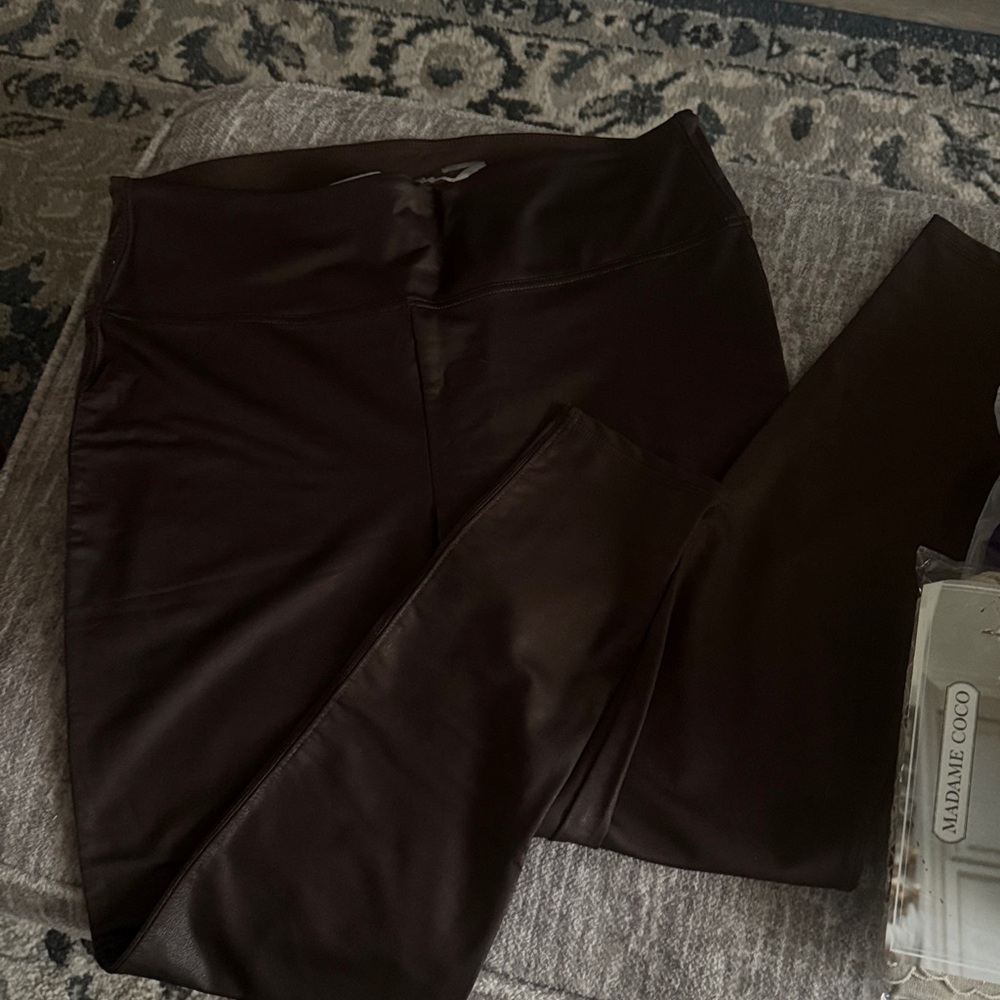 Seven7 Chocolate Sueded look Leather Leggings